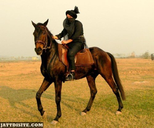 Jazzy B On Horse In Movie Shoot