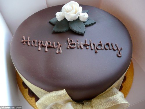 Lovely-chocolate-birthday-cake-with-one-flower