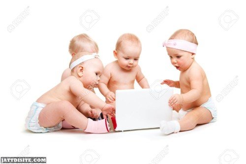 Babies Working With Laptop