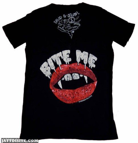 Bite Me On Black Tshirt Graphic