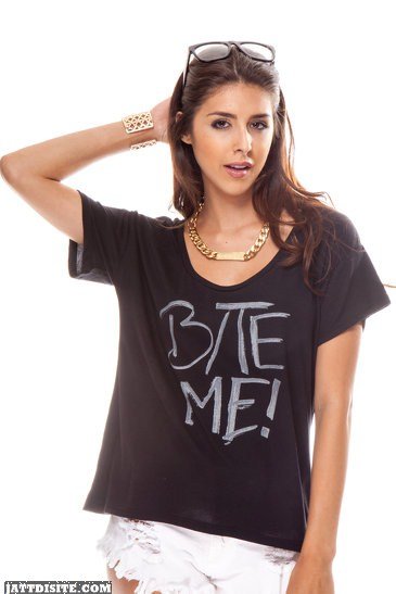 Bite Me On Girls Black Tshirt - JattDiSite.com