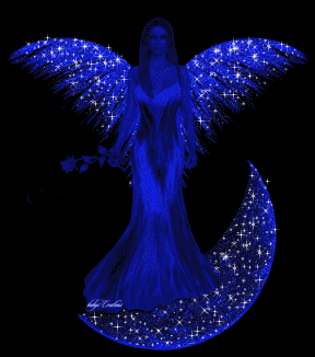Blue Angel Standing On Moon