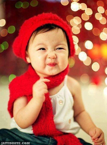 Cute Baby In Red Dress