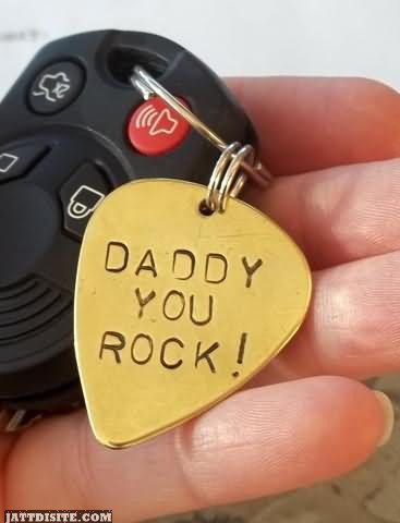 Daddy You Rock Key Ring Graphic