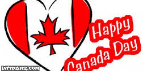 Happy Canada Day Heart Canada Flag Graphic