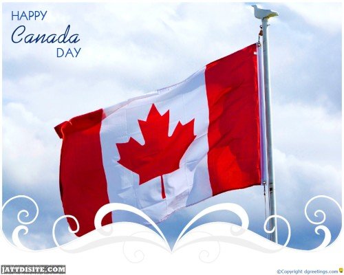 Happy Canada Day Waving Canadian Flag