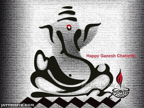 Happy Ganesh Chaturthi - Outline Ganesha Graphic