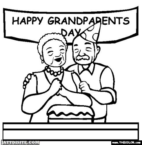 Happy Grandparents With Cake On Grandparents Day