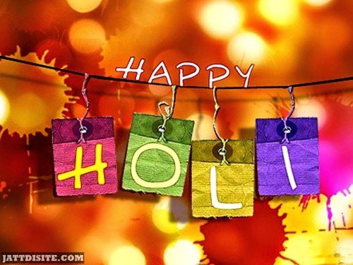 Happy Holi Hanging Text Graphic