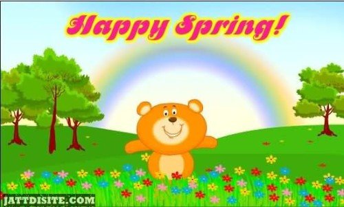Happy Spring Teddy Bear Graphic