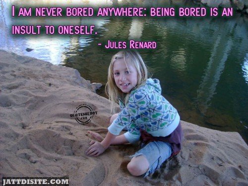 I Am Never Bored Anywhere Being Bored Is An Insult To Oneself