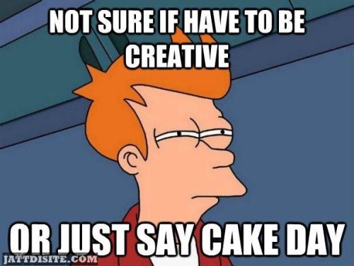Just Say Cake Day Cartoon Graphic