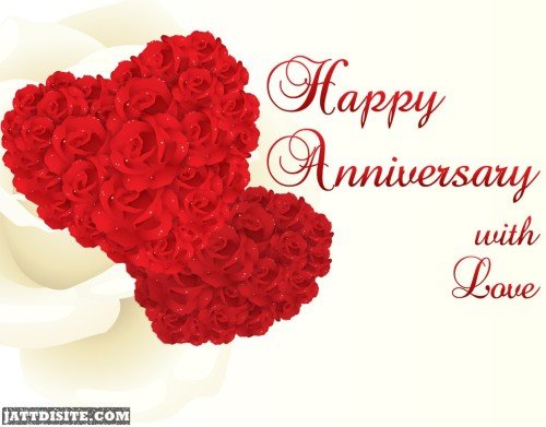 Lovely red rose hearts happy anniversary with love