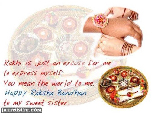 Rakhi Is Just An Excuse For Me To Express Myself You Mean The World To Me Happy Raksha Bandhan To My Sweet Sister