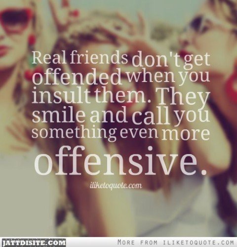 Real Friends Dont Get Offended When You Insult Them They Smile And Call You Something Even More