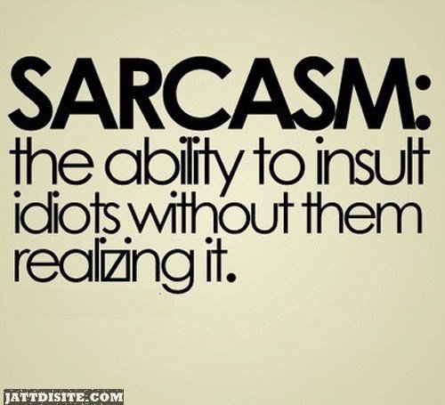 Sarcasm The Abilty To Insult Idiots Without Them Realizing It