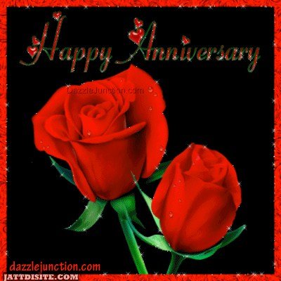 Sparkling red roses happy anniversary black background
