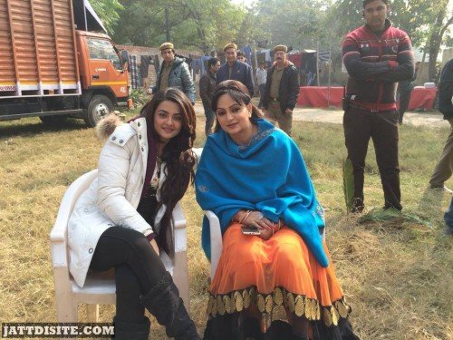 Surveen Chawla With Upasan On Sets