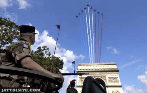The Soldier Looking Up in The Sky On The Eve Of Bastille Day
