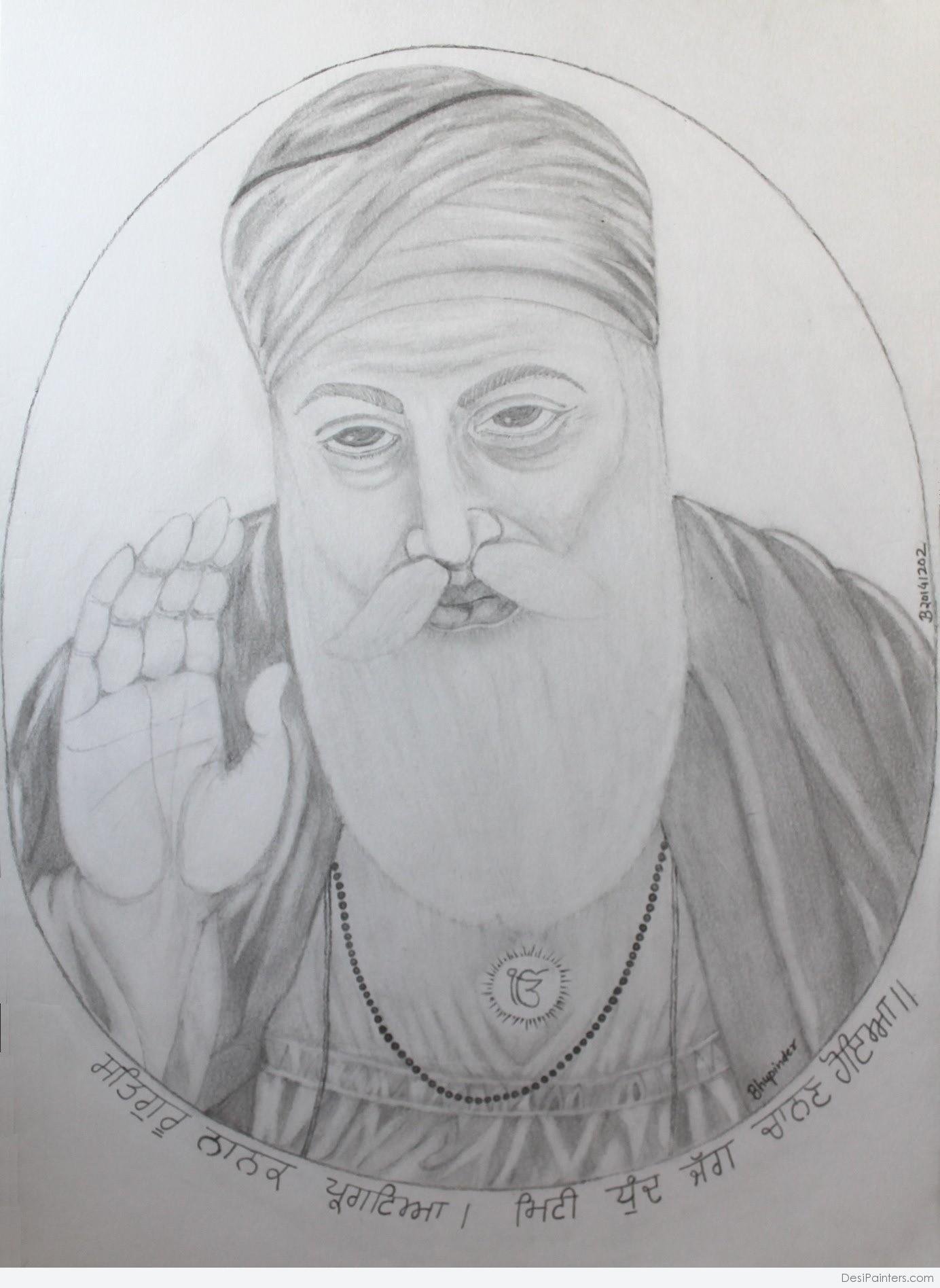 Guru Nanak Sketch 15 blog 1 | Sikhi Art