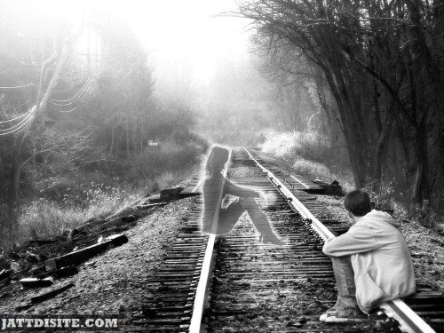 Alone Boy On Train Lines