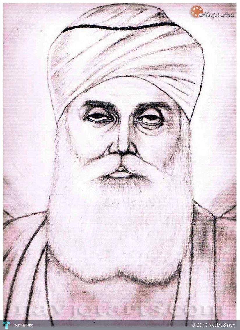 Beautiful Sketch Of Guru Nanak Dev Ji - JattDiSite.com