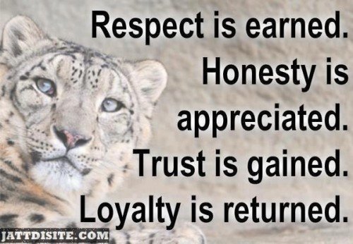 Respect Is Earned. Honesty Is Appreciated
