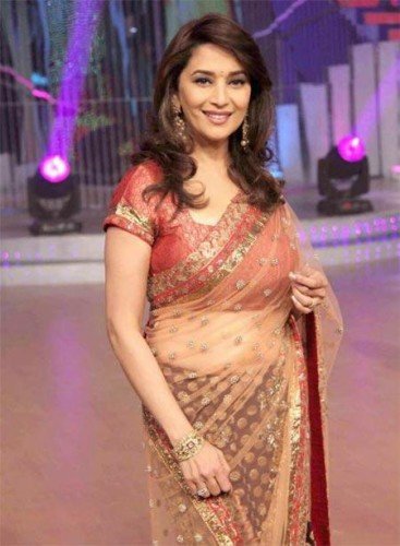 Madhuri Dixit Hot Transparent Saree Gorgeous Pic