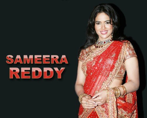 Sameera Reddy In Red Saree