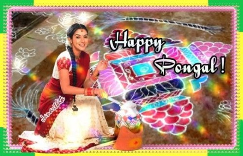 Beautiful Girl Wishing You Happy Pongal