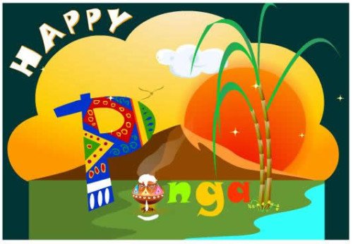 Happy Pongal Colorful Graphic