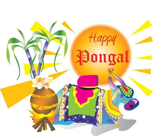 Happy Pongal Decorated Bull Graphic
