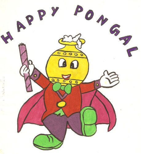 Happy Pongal Funny Men With Pot Mask Graphic
