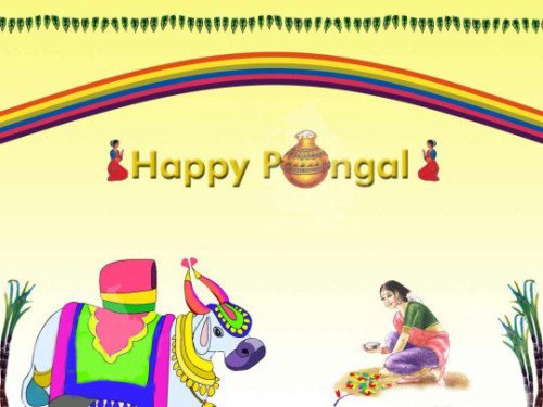 Happy Pongal Women Decorating Rangoli Graphic