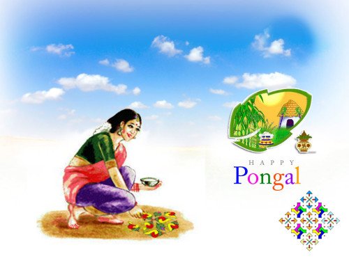 Happy Pongal Women Making Rangoli Graphic