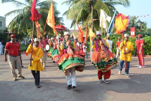 Local Men Performing Tradtional Godemodni Dance Of Goa