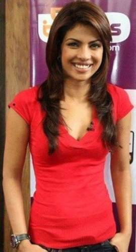 Priyanka Chopra Wearing Red T-Shirt