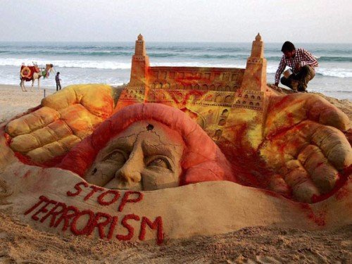 Stop Terrorism Sand Art