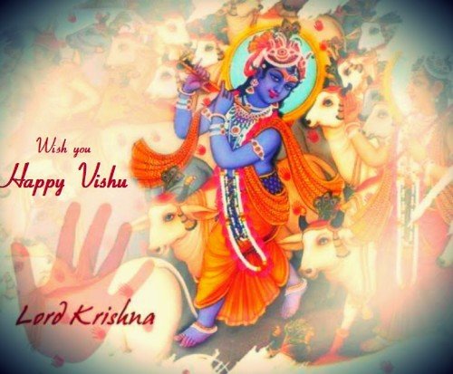 Wish you happy vishu with lord krishna