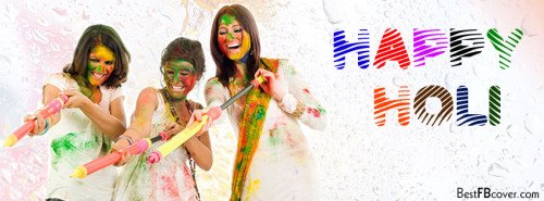 Happy Holi Facebook timeline profile cover