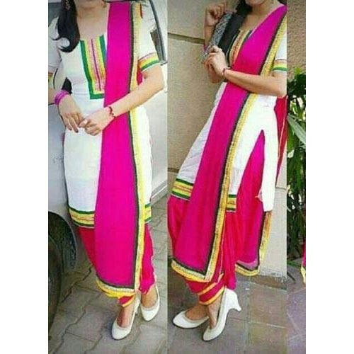 White And Pink Patiala Suit